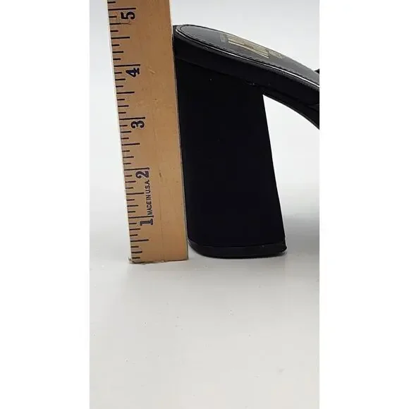 Juicy Couture Juicy Girly Womens Size 8.5 M Heeled Sandals Black White Logo - Picture 15 of 16